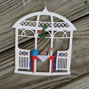 "Gazebo" papercut  w/Danish flag  Made in Denmark by Oda Wiedbrecht 6.5" x 6"