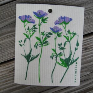 Swedish screen printed dish washing sponge/ dish cloth "midsummer blossom" Kattinatt of Sweden  NEW!