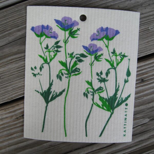 Swedish screen printed dish washing sponge/ dish cloth "midsummer blossom" Kattinatt of Sweden  NEW!