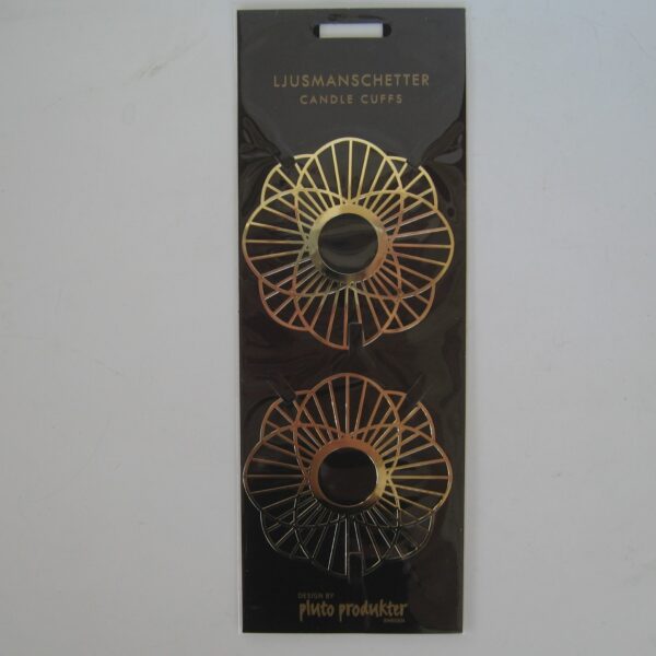 Gold "candle cuffs"  (bobeches) 3" diameter Pluto of Sweden (2)