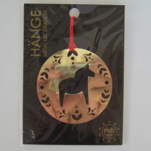 Gold "Dala Horse" ornament 3" diameter Pluto of Sweden