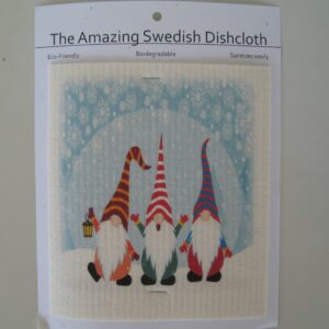 Swedish screen printed dish cloth "3 Gnomes"