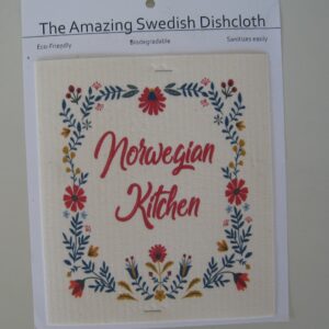 Swedish screen printed dish cloth "Norwegian Kitchen"