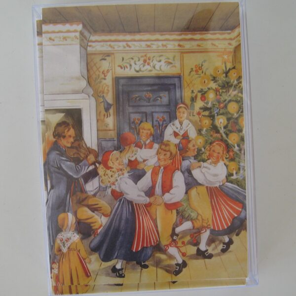 Boxed Christmas cards "Swedish dancers"  English text 12 cards  7" x 5"