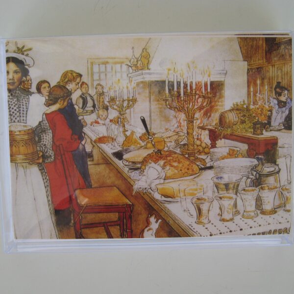 Boxed Christmas cards "Smörgåsbord table"   Swedish text  12 cards  7" x 5"