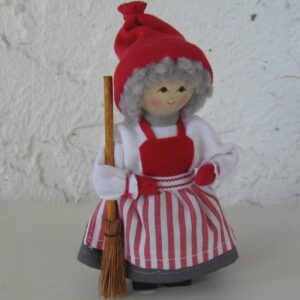 Tomte girl w/broom 5" Buttiicki  Made in Sweden