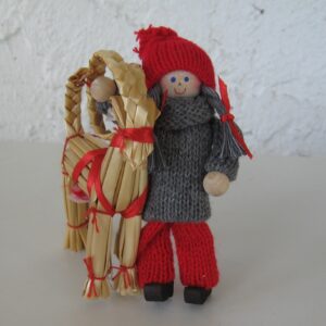 tomte girl w/goat 4" Made in Sweden