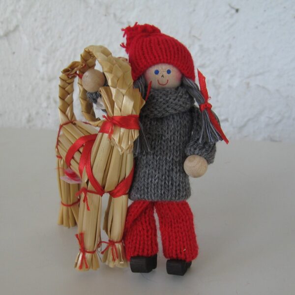 tomte girl w/goat 4" Made in Sweden