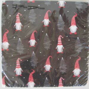 Vätte tomtar Christmas black luncheon napkins 20 pkg