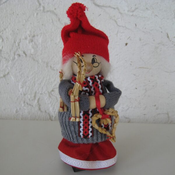 Tomte lady w/straw ornaments  8" Ljungströms Made in Sweden