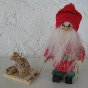 Tomte w/sled 7" tall, 6" long Ljungströms Made in Sweden