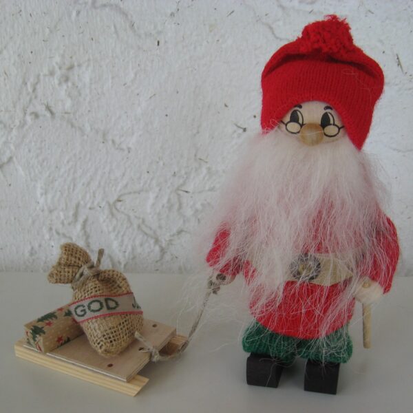 Tomte w/sled 7" tall, 6" long Ljungströms Made in Sweden
