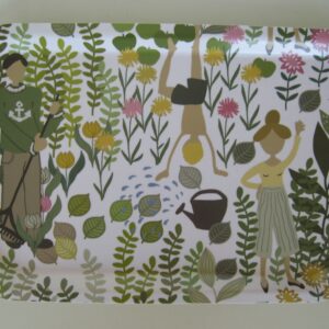 13" x 8.5" laminated wood tray "Garden" Made in Sweden Arvidssons