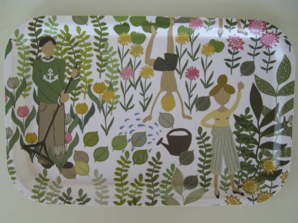 13" x 8.5" laminated wood tray "Garden" Made in Sweden Arvidssons