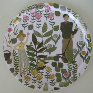 12" diameter "garden" tray laminated wood Made in Sweden Arvidssons