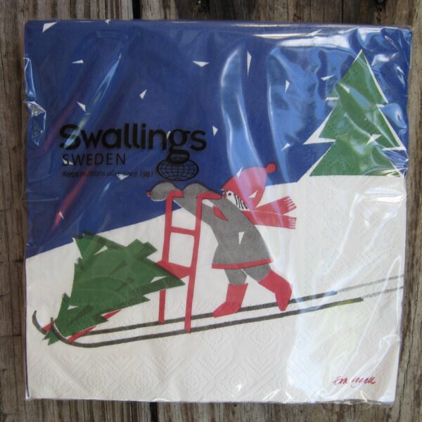 Christmas luncheon napkins  "Girl w/tree on sled" 20 pk