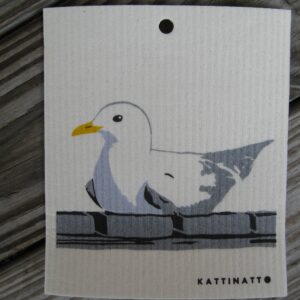Swedish screen printed dish washing sponge/dish cloth "seagull" Kattinatt of Sweden  NEW