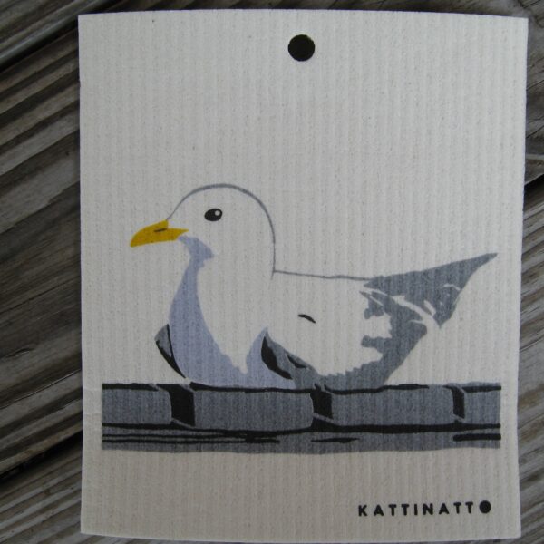 Swedish screen printed dish washing sponge/dish cloth "seagull" Kattinatt of Sweden  NEW