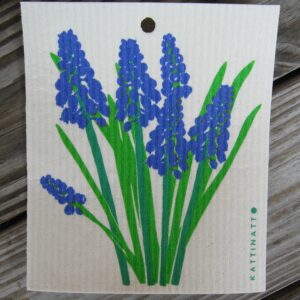 SweSwedish screen printed dish washing sponge/dish cloth "Pearl Hyacinth" Kattinatt of Sweden  NEW