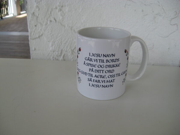 Norwegian table prayer mug (English translation on reverse)
