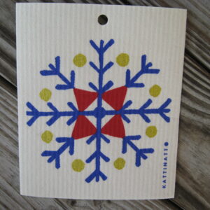 Swedish screen printed dish washing sponge/dish cloth " sparkling star"  Kattintt of Sweden  NEW