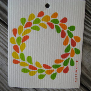 Swedish screen printed dish washing sponge/dish cloth " Autumn Wreath" Kattinatt of Sweden  NEW