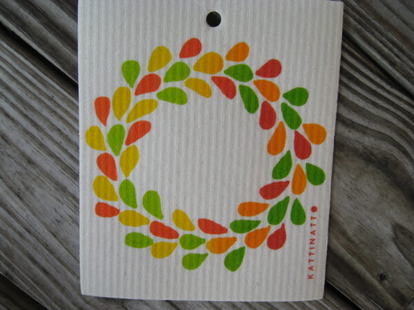 Swedish screen printed dish washing sponge/dish cloth " Autumn Wreath" Kattinatt of Sweden  NEW