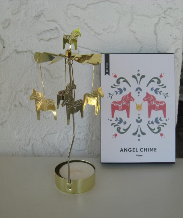 Angel chimes style candle holder "Large Dala Horse" 9.5" Pluto of Sweden