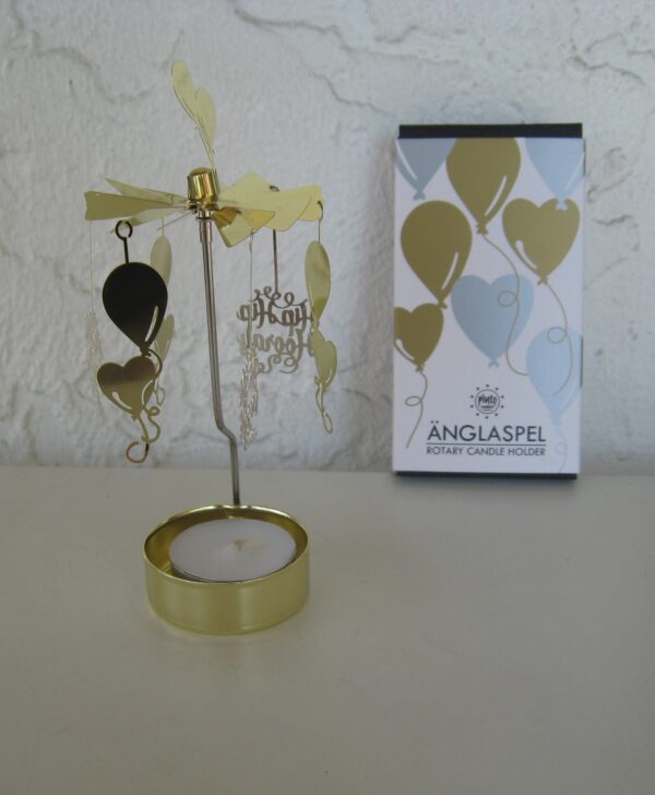 Angel chimes style candle holder "Let's Celebrate"  Happy Birthday 6.5"  Pluto of Sweden