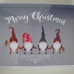 Boxed Christmas cards "4 Gnomes" English text 12 cards & envelopes 7" x 5"