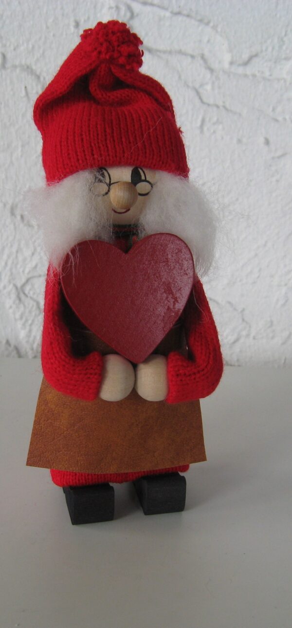 Lady Tomte w/big heart 6"  Made in Sweden