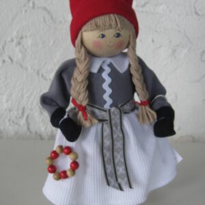 Tomte lady red/grey  8"  Butticki  of Sweden