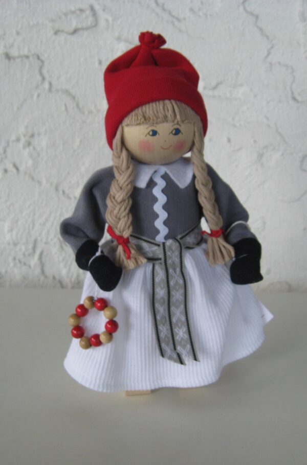 Tomte lady red/grey  8"  Butticki  of Sweden