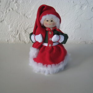 Red Tomte lady w/long cap/stars 6" Butticki of Sweden