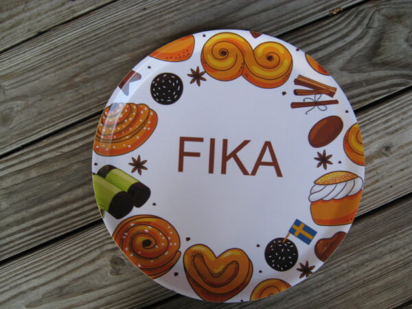 Round Fika tray  15"  laminated wood  Made in Sweden
