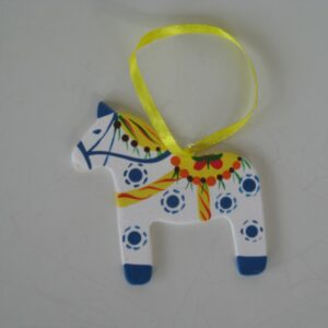 Old style Dala horse ornament w/spots Made in Sweden 3" x 3"