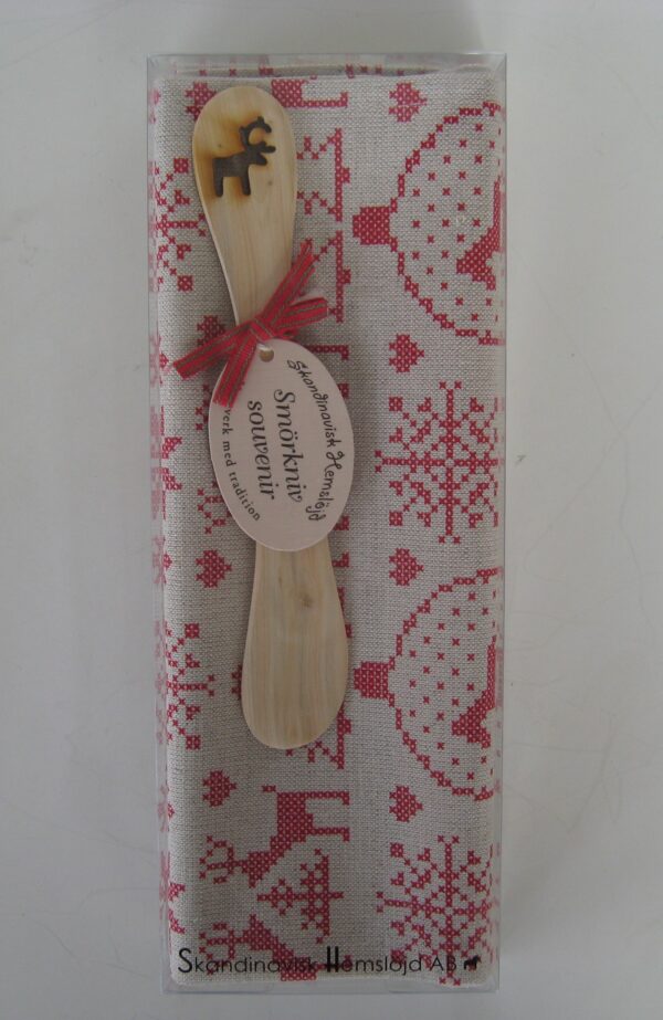 Boxed dish towel and juniper spreader set Christmas symbols 27" x 18" Made in Sweden