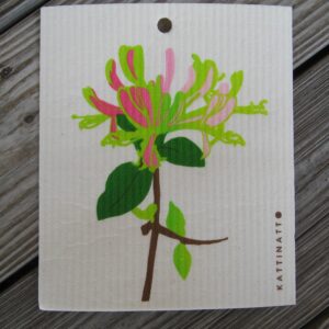 Swedish screen printed dish cloth "Caprifolium"   63/4" x 7 3/4"  Kattinatt of Sweden NEW!