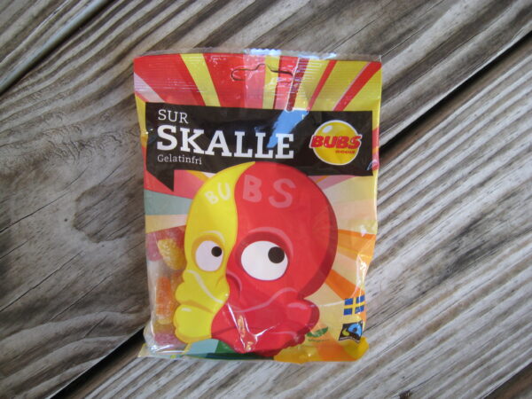 "Sur Skalle"  (sour skulls)  candy from Bubs Godis, Sweden   90 grams