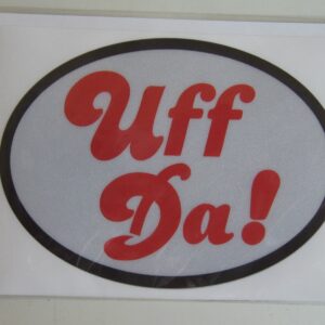 Oval "Uff Da" reflective decal 3.5" x 4.75"
