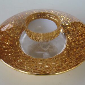Gold "Discus" crystal votive Orrefors, Sweden  5.5" diameter