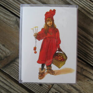 Boxed Christmas Cards  "C. Larsson Apple Girl" English text 12 cards 7" x 5"