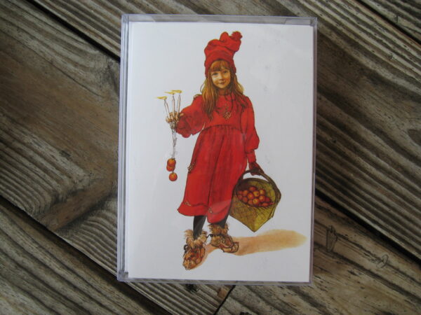 Boxed Christmas Cards  "C. Larsson Apple Girl" English text 12 cards 7" x 5"