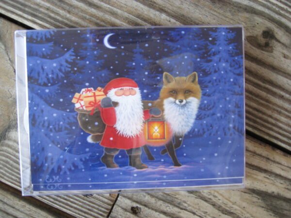 Boxed Christmas Cards "Tomte & Fox" English text 12 cards 7" x 5"