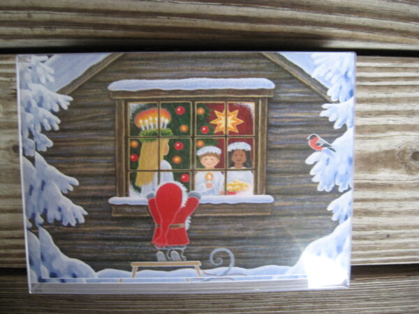 Boxed Christmas Cards "Lucia in the Cabin" English text 12 cards  7" x 5"