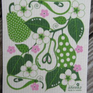 Swedish screen printed dish washing sponge/dish cloth "pear" by Anneko of Sweden  NEW