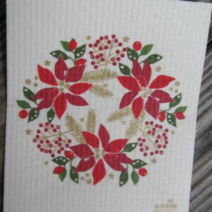 Swedish screen printed dish washing sponge/dish cloth "Julkrans" by Anneko of Sweden