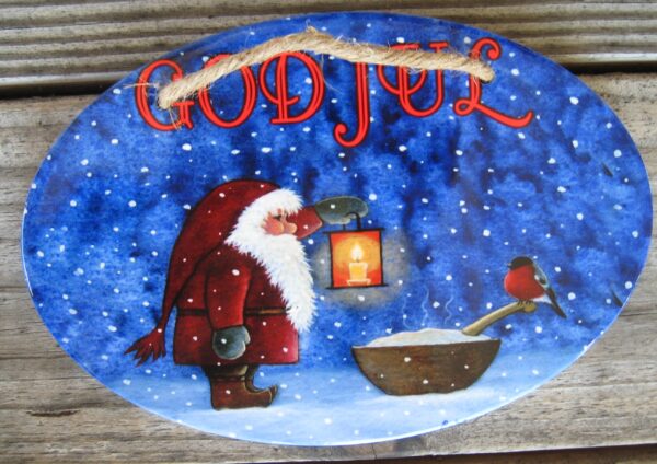 Ceramic "God Jul" sign 8.75" x 6"