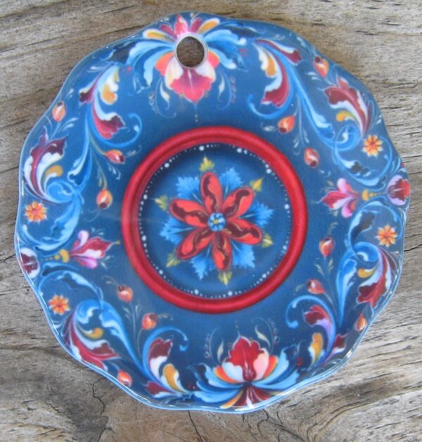 Ceramic "Rosemaling" ornament  3"