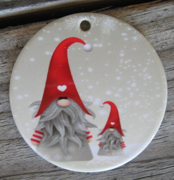 Ceramic "gnome with heart" ornament 3"